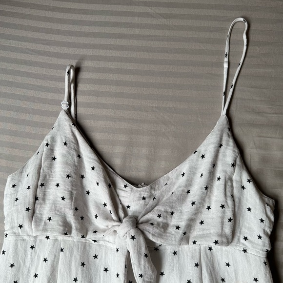 Aqua•tie front spaghetti strap mini dress•medium•rayon blend•black & white stars - Picture 13 of 16